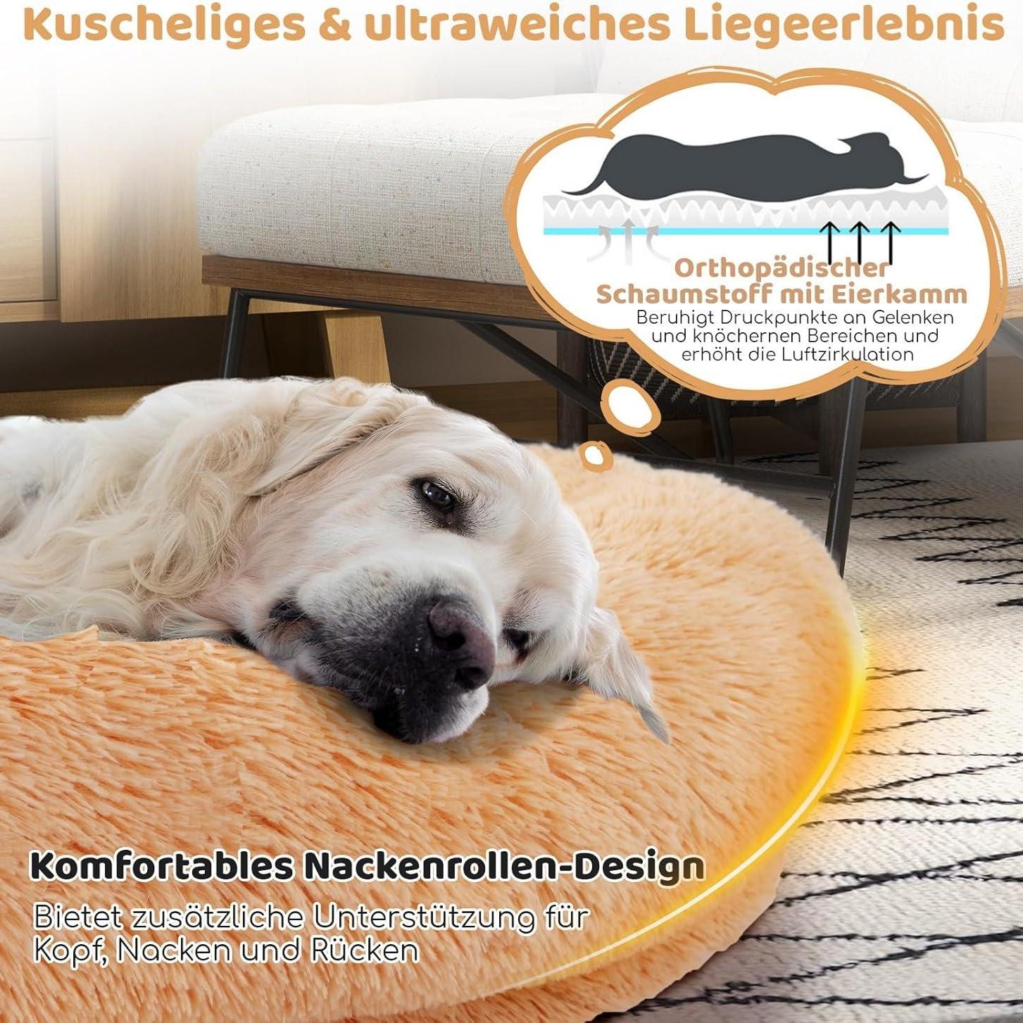 Hundebett riesig mit Kissen & Decke, Haustierbett orthopädisch flauschig waschbar
